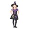 Girls Witch Costume Purple Black Dress with Lace Up Bodice and Hat